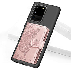 Silikon Hülle Handyhülle Ultra Dünn Schutzhülle Tasche Flexible mit Magnetisch S11D für Samsung Galaxy S20 Ultra Rosa