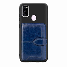 Silikon Hülle Handyhülle Ultra Dünn Schutzhülle Tasche Flexible mit Magnetisch S12D für Samsung Galaxy M21 Blau