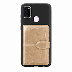 Silikon Hülle Handyhülle Ultra Dünn Schutzhülle Tasche Flexible mit Magnetisch S12D für Samsung Galaxy M21 Gold