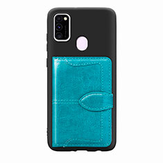 Silikon Hülle Handyhülle Ultra Dünn Schutzhülle Tasche Flexible mit Magnetisch S12D für Samsung Galaxy M30s Cyan