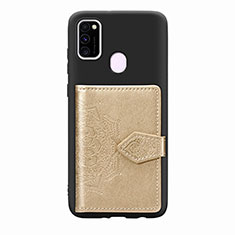 Silikon Hülle Handyhülle Ultra Dünn Schutzhülle Tasche Flexible mit Magnetisch S13D für Samsung Galaxy M21 Gold