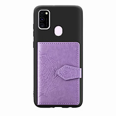 Silikon Hülle Handyhülle Ultra Dünn Schutzhülle Tasche Flexible mit Magnetisch S13D für Samsung Galaxy M21 Violett