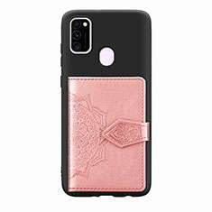 Silikon Hülle Handyhülle Ultra Dünn Schutzhülle Tasche Flexible mit Magnetisch S13D für Samsung Galaxy M30s Rosegold