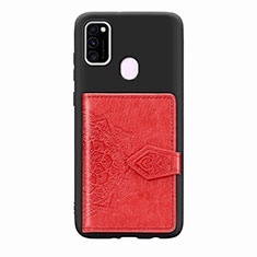 Silikon Hülle Handyhülle Ultra Dünn Schutzhülle Tasche Flexible mit Magnetisch S13D für Samsung Galaxy M30s Rot