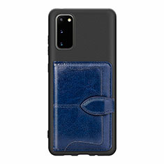 Silikon Hülle Handyhülle Ultra Dünn Schutzhülle Tasche Flexible mit Magnetisch S13D für Samsung Galaxy S20 Blau