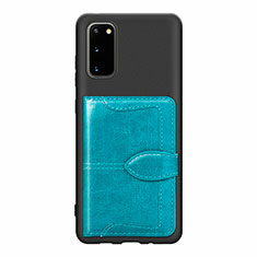 Silikon Hülle Handyhülle Ultra Dünn Schutzhülle Tasche Flexible mit Magnetisch S13D für Samsung Galaxy S20 Cyan