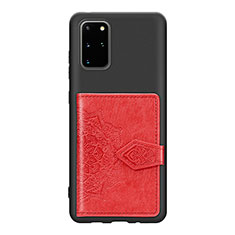 Silikon Hülle Handyhülle Ultra Dünn Schutzhülle Tasche Flexible mit Magnetisch S13D für Samsung Galaxy S20 Plus Rot
