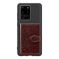 Silikon Hülle Handyhülle Ultra Dünn Schutzhülle Tasche Flexible mit Magnetisch S13D für Samsung Galaxy S20 Ultra 5G Braun