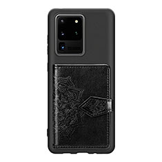 Silikon Hülle Handyhülle Ultra Dünn Schutzhülle Tasche Flexible mit Magnetisch S13D für Samsung Galaxy S20 Ultra 5G Schwarz