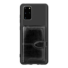 Silikon Hülle Handyhülle Ultra Dünn Schutzhülle Tasche Flexible mit Magnetisch S14D für Samsung Galaxy S20 Plus 5G Schwarz
