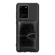 Silikon Hülle Handyhülle Ultra Dünn Schutzhülle Tasche Flexible mit Magnetisch S14D für Samsung Galaxy S20 Ultra 5G Schwarz