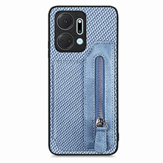 Silikon Hülle Handyhülle Ultra Dünn Schutzhülle Tasche Flexible mit Magnetisch S6D für Huawei Honor X7a Blau