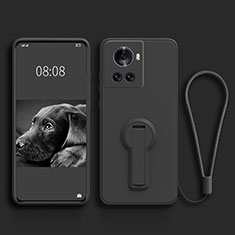 Silikon Hülle Handyhülle Ultra Dünn Schutzhülle Tasche Flexible mit Ständer für OnePlus 10R 5G Schwarz