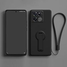 Silikon Hülle Handyhülle Ultra Dünn Schutzhülle Tasche Flexible mit Ständer für OnePlus 10T 5G Schwarz