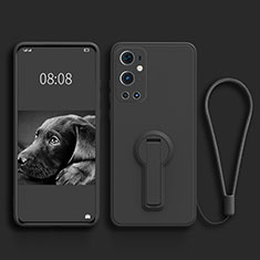 Silikon Hülle Handyhülle Ultra Dünn Schutzhülle Tasche Flexible mit Ständer für OnePlus 9 Pro 5G Schwarz