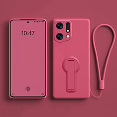 Silikon Hülle Handyhülle Ultra Dünn Schutzhülle Tasche Flexible mit Ständer für Oppo Find X5 5G Pink