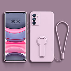 Silikon Hülle Handyhülle Ultra Dünn Schutzhülle Tasche Flexible mit Ständer für Oppo Reno6 5G Helles Lila