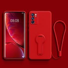 Silikon Hülle Handyhülle Ultra Dünn Schutzhülle Tasche Flexible mit Ständer für Oppo Reno6 5G Rot