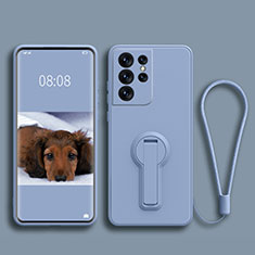 Silikon Hülle Handyhülle Ultra Dünn Schutzhülle Tasche Flexible mit Ständer für Samsung Galaxy S23 Ultra 5G Lavendel Grau