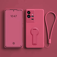 Silikon Hülle Handyhülle Ultra Dünn Schutzhülle Tasche Flexible mit Ständer für Vivo iQOO 11 5G Pink