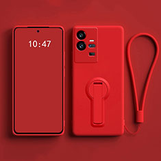 Silikon Hülle Handyhülle Ultra Dünn Schutzhülle Tasche Flexible mit Ständer für Vivo iQOO 11 Pro 5G Rot