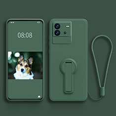 Silikon Hülle Handyhülle Ultra Dünn Schutzhülle Tasche Flexible mit Ständer für Vivo iQOO Neo6 5G Nachtgrün