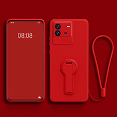 Silikon Hülle Handyhülle Ultra Dünn Schutzhülle Tasche Flexible mit Ständer für Vivo iQOO Neo6 5G Rot