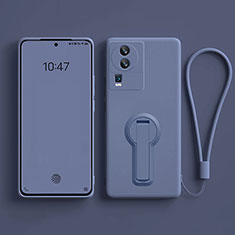 Silikon Hülle Handyhülle Ultra Dünn Schutzhülle Tasche Flexible mit Ständer für Vivo iQOO Neo7 5G Lavendel Grau