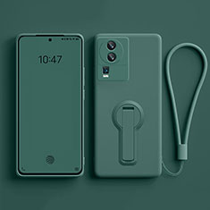 Silikon Hülle Handyhülle Ultra Dünn Schutzhülle Tasche Flexible mit Ständer für Vivo iQOO Neo7 5G Nachtgrün