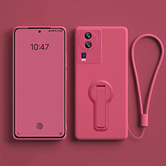Silikon Hülle Handyhülle Ultra Dünn Schutzhülle Tasche Flexible mit Ständer für Vivo iQOO Neo7 5G Pink