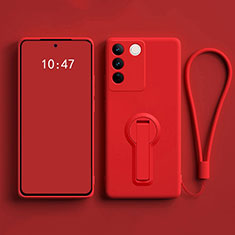 Silikon Hülle Handyhülle Ultra Dünn Schutzhülle Tasche Flexible mit Ständer für Vivo V27e 5G Rot