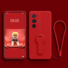 Silikon Hülle Handyhülle Ultra Dünn Schutzhülle Tasche Flexible mit Ständer für Vivo X70 5G Rot
