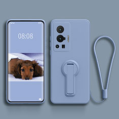 Silikon Hülle Handyhülle Ultra Dünn Schutzhülle Tasche Flexible mit Ständer für Vivo X70 Pro 5G Lavendel Grau