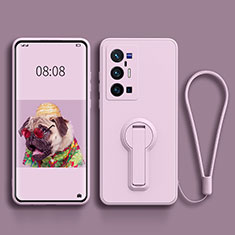 Silikon Hülle Handyhülle Ultra Dünn Schutzhülle Tasche Flexible mit Ständer für Vivo X70 Pro+ Plus 5G Helles Lila