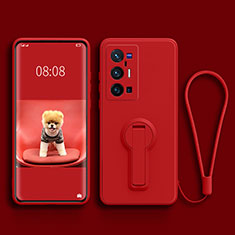 Silikon Hülle Handyhülle Ultra Dünn Schutzhülle Tasche Flexible mit Ständer für Vivo X70 Pro+ Plus 5G Rot