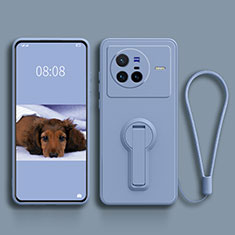 Silikon Hülle Handyhülle Ultra Dünn Schutzhülle Tasche Flexible mit Ständer für Vivo X80 5G Lavendel Grau