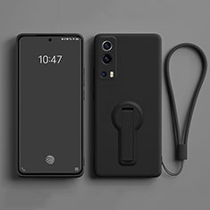 Silikon Hülle Handyhülle Ultra Dünn Schutzhülle Tasche Flexible mit Ständer für Vivo Y75s 5G Schwarz