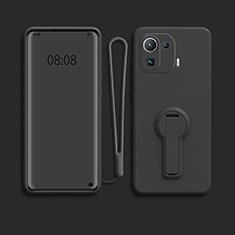 Silikon Hülle Handyhülle Ultra Dünn Schutzhülle Tasche Flexible mit Ständer für Xiaomi Mi 11 Pro 5G Schwarz