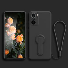 Silikon Hülle Handyhülle Ultra Dünn Schutzhülle Tasche Flexible mit Ständer für Xiaomi Mi 11i 5G Schwarz