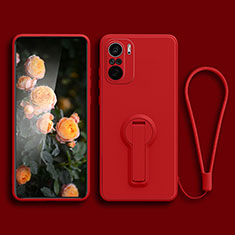 Silikon Hülle Handyhülle Ultra Dünn Schutzhülle Tasche Flexible mit Ständer für Xiaomi Mi 11X 5G Rot