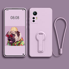 Silikon Hülle Handyhülle Ultra Dünn Schutzhülle Tasche Flexible mit Ständer für Xiaomi Mi 12 Pro 5G Helles Lila