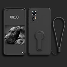 Silikon Hülle Handyhülle Ultra Dünn Schutzhülle Tasche Flexible mit Ständer für Xiaomi Mi 12S 5G Schwarz