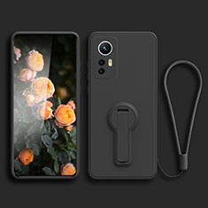 Silikon Hülle Handyhülle Ultra Dünn Schutzhülle Tasche Flexible mit Ständer für Xiaomi Mi 12T Pro 5G Schwarz