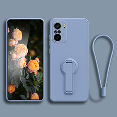 Silikon Hülle Handyhülle Ultra Dünn Schutzhülle Tasche Flexible mit Ständer für Xiaomi Poco F3 5G Lavendel Grau