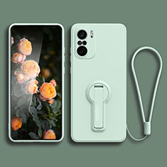 Silikon Hülle Handyhülle Ultra Dünn Schutzhülle Tasche Flexible mit Ständer für Xiaomi Poco F3 5G Minzgrün