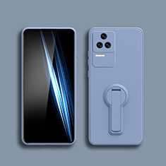Silikon Hülle Handyhülle Ultra Dünn Schutzhülle Tasche Flexible mit Ständer für Xiaomi Poco F4 5G Lavendel Grau