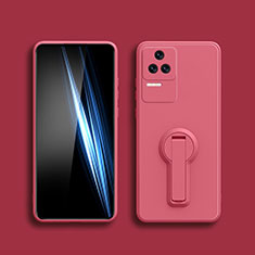 Silikon Hülle Handyhülle Ultra Dünn Schutzhülle Tasche Flexible mit Ständer für Xiaomi Poco F4 5G Pink