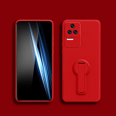 Silikon Hülle Handyhülle Ultra Dünn Schutzhülle Tasche Flexible mit Ständer für Xiaomi Poco F4 5G Rot