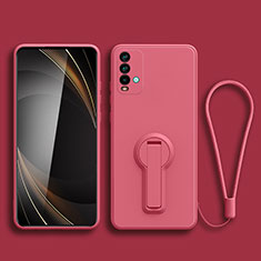 Silikon Hülle Handyhülle Ultra Dünn Schutzhülle Tasche Flexible mit Ständer für Xiaomi Redmi 9T 4G Pink