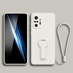 Silikon Hülle Handyhülle Ultra Dünn Schutzhülle Tasche Flexible mit Ständer für Xiaomi Redmi Note 10 4G Weiß